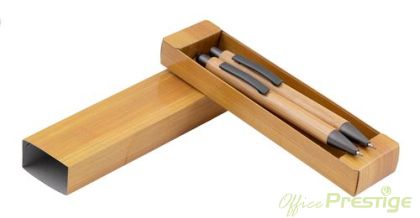 Комплект авт. молив и химикалка от бамбук в кутия