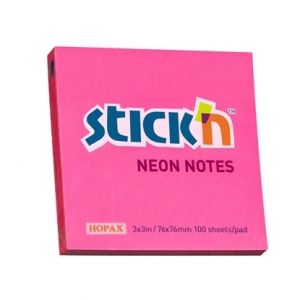 Stick'n Самозалепващи се листчета, 76x76 mm, 100 листа, неонови цветове