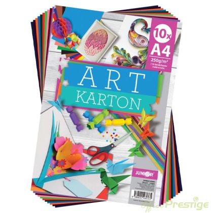 Цветен картон Junior Art A4 250g/m2 10цв 10л.