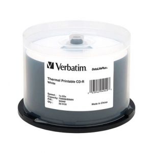 Verbatim CD-R, 700 MB, 52x, с бяло покритие за мастиленоструен печат, 50 броя в шпиндел