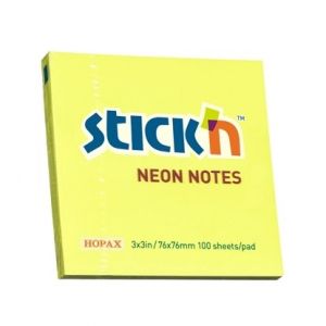 Stick'n Самозалепващи се листчета, 76x76 mm, 100 листа, неонови цветове