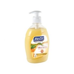 Течен сапун Medix Cream Collection Milk & Honey, с помпа, 400 ml, оранжев